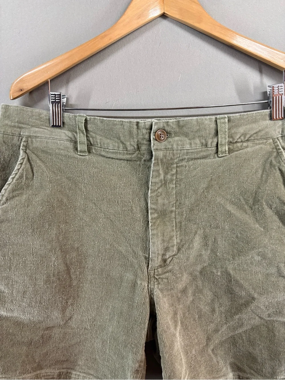 Grayers Mens Corduroy Shorts XL Green Relaxed Fit Elastic Waist Drawstring